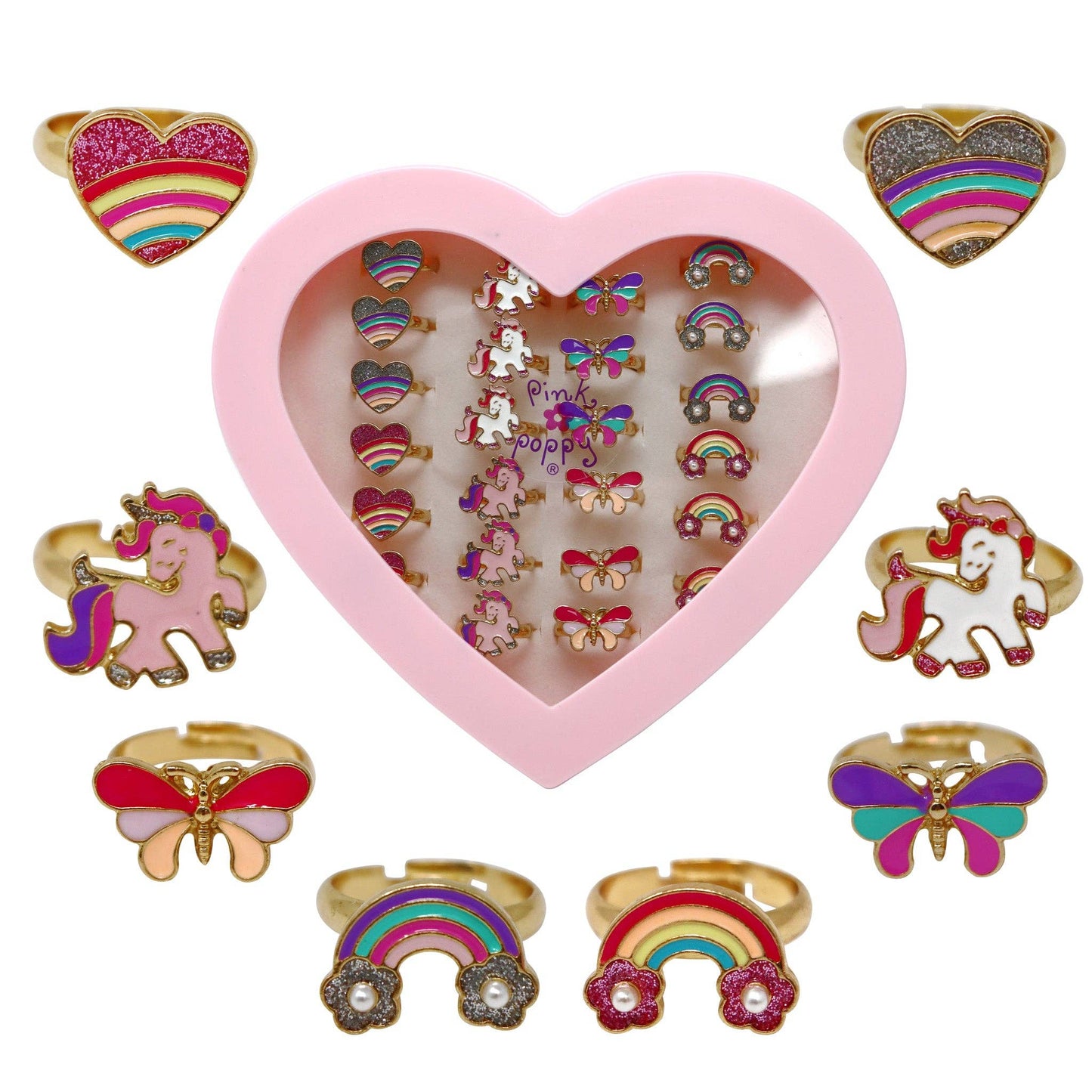 Pink Poppy - Rainbow Fantasy Rings - (Pack Size: 24)