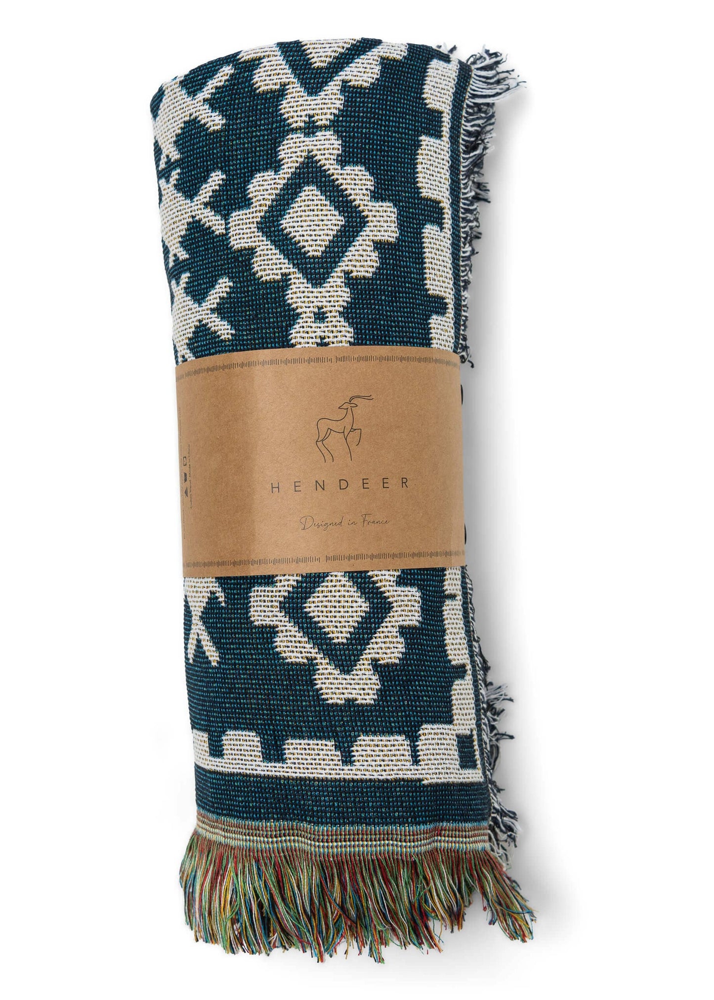 HENDEER - 'Blue Moon' Woven Picnic Rug/Throw: Large 170x200cm