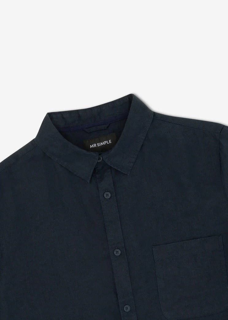 Linen SS Shirt - Navy