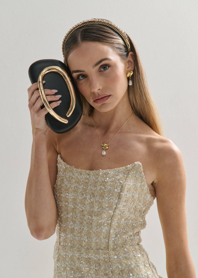 Celina Statement Clutch Bag in Black