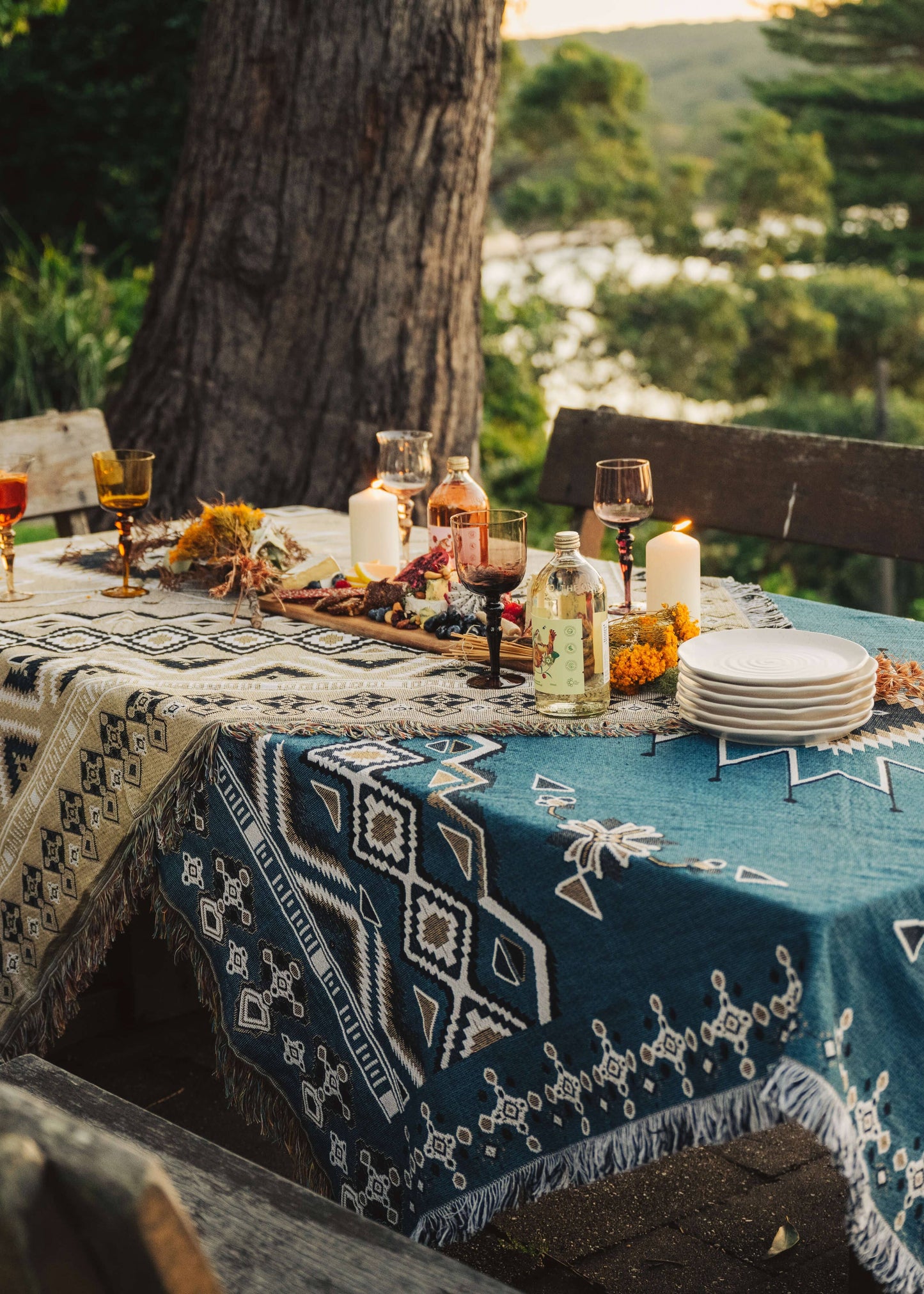 HENDEER - 'Let It Be' Woven Picnic Rug/Throw: Regular 130x160cm