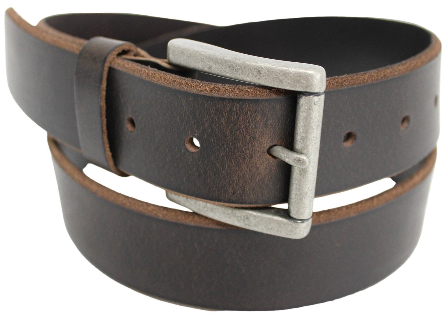 Full Grain Leather Classic Bevelled Edge Belt - Brown.: 32 inch