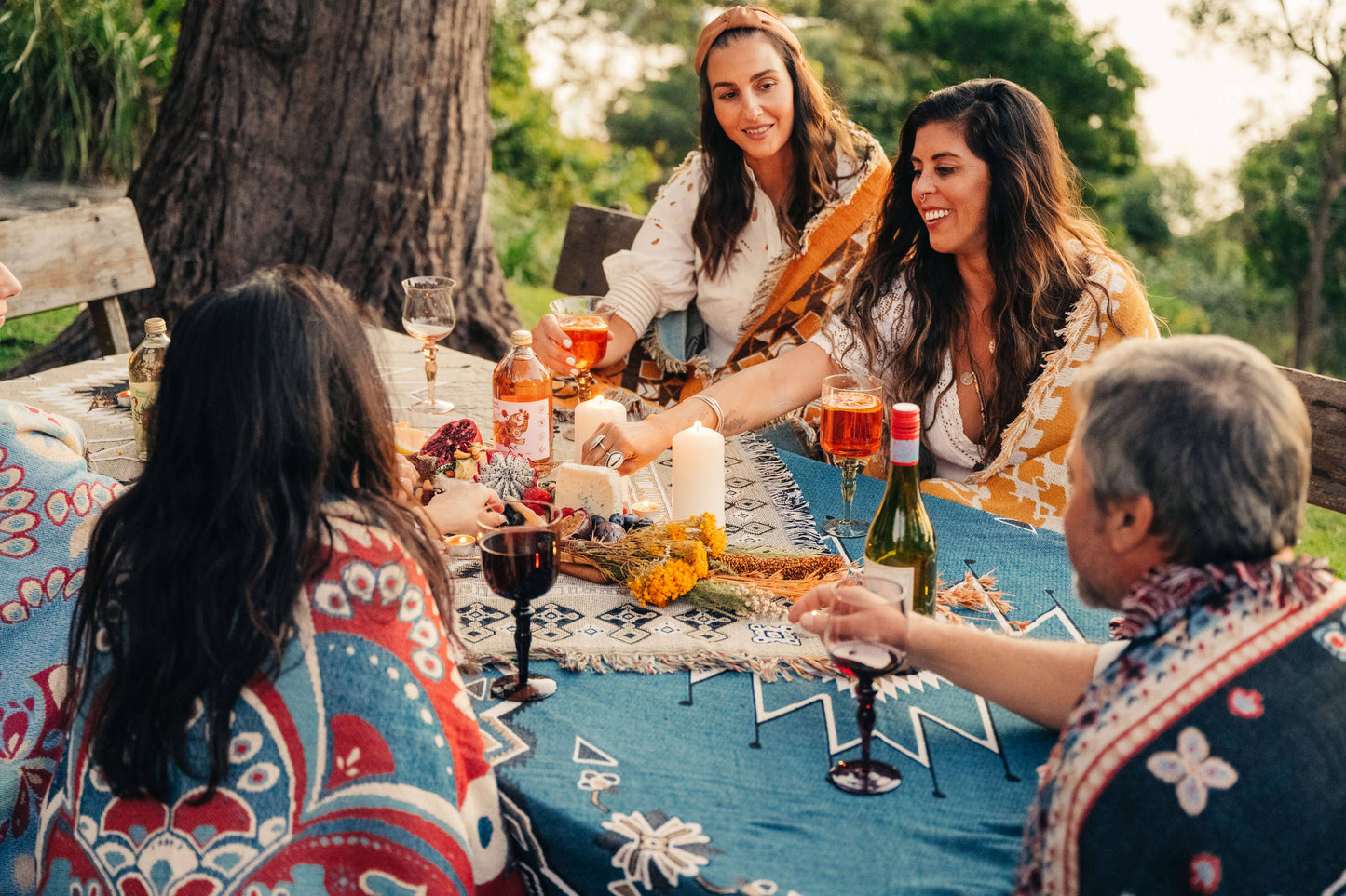 HENDEER - 'Let It Be' Woven Picnic Rug/Throw: Regular 130x160cm