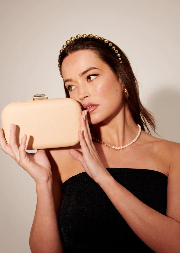 Rhea Classic Box Clutch - Nude