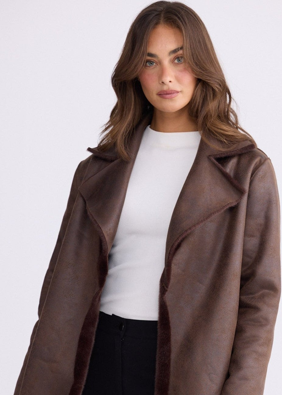 Odette Fur Coat - Chocolate - photo 3