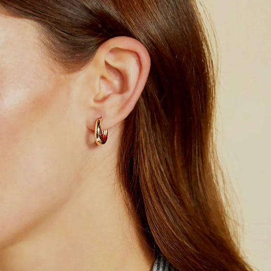 Greta Gold Pleated Huggie Earrings