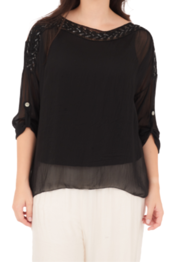 Italian Silk Top - Nero