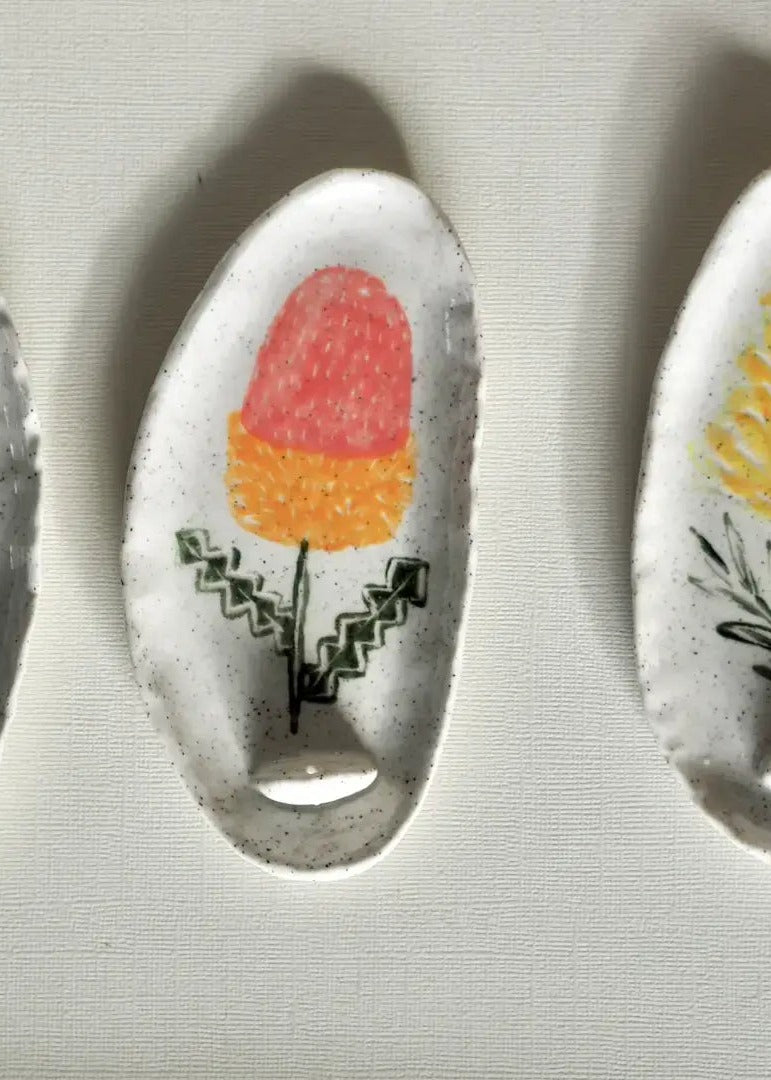 Hand-painted Ceramic Incense Holder Australian Natives: Wistringia