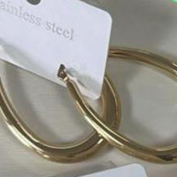 Oval Hoop Earrings - Gold