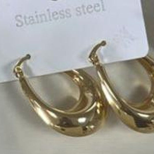 Chunky Double Hoop Earrings - Gold