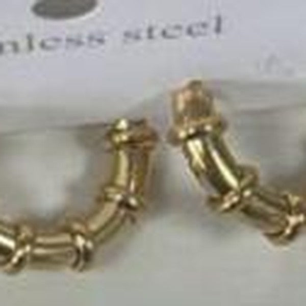 Bamboo Hoop Earrings - Gold