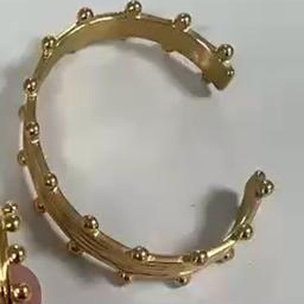 Studded Open Cuff - Gold