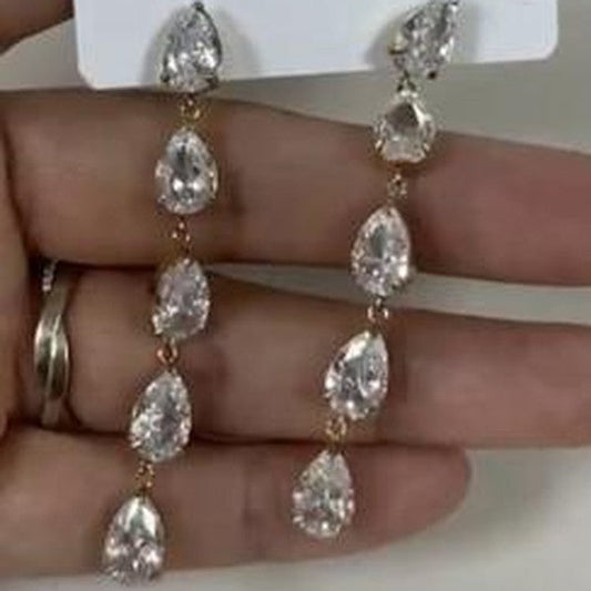 Crystal Teardrop Earrings - Gold