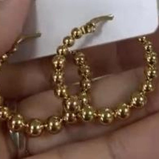 Beaded Hoop Earrings - Gold