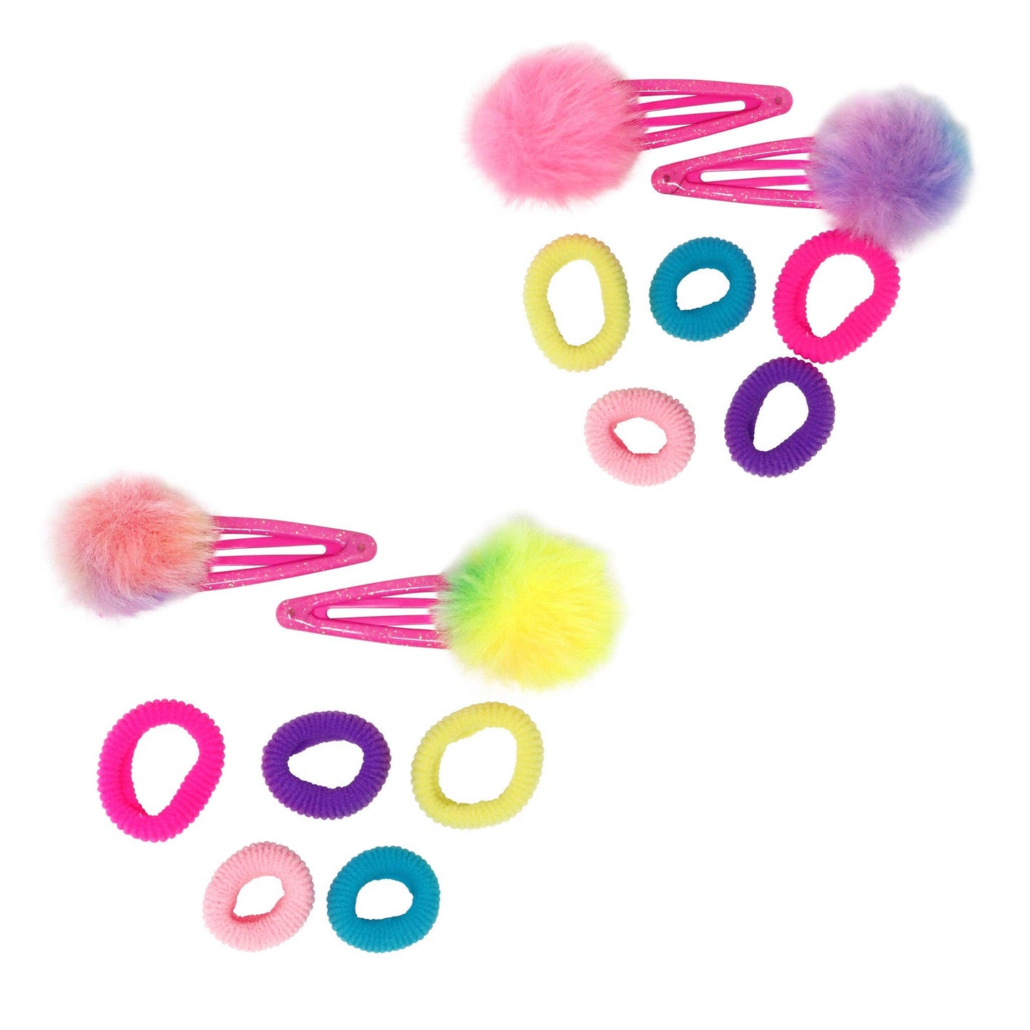 Pink Poppy - Pom Pom Hair Clips & Elastics - (Pack Size: 6)