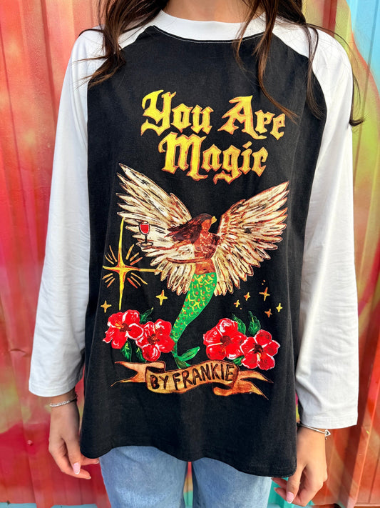 You Are Magic Raglan Tee - Black/White