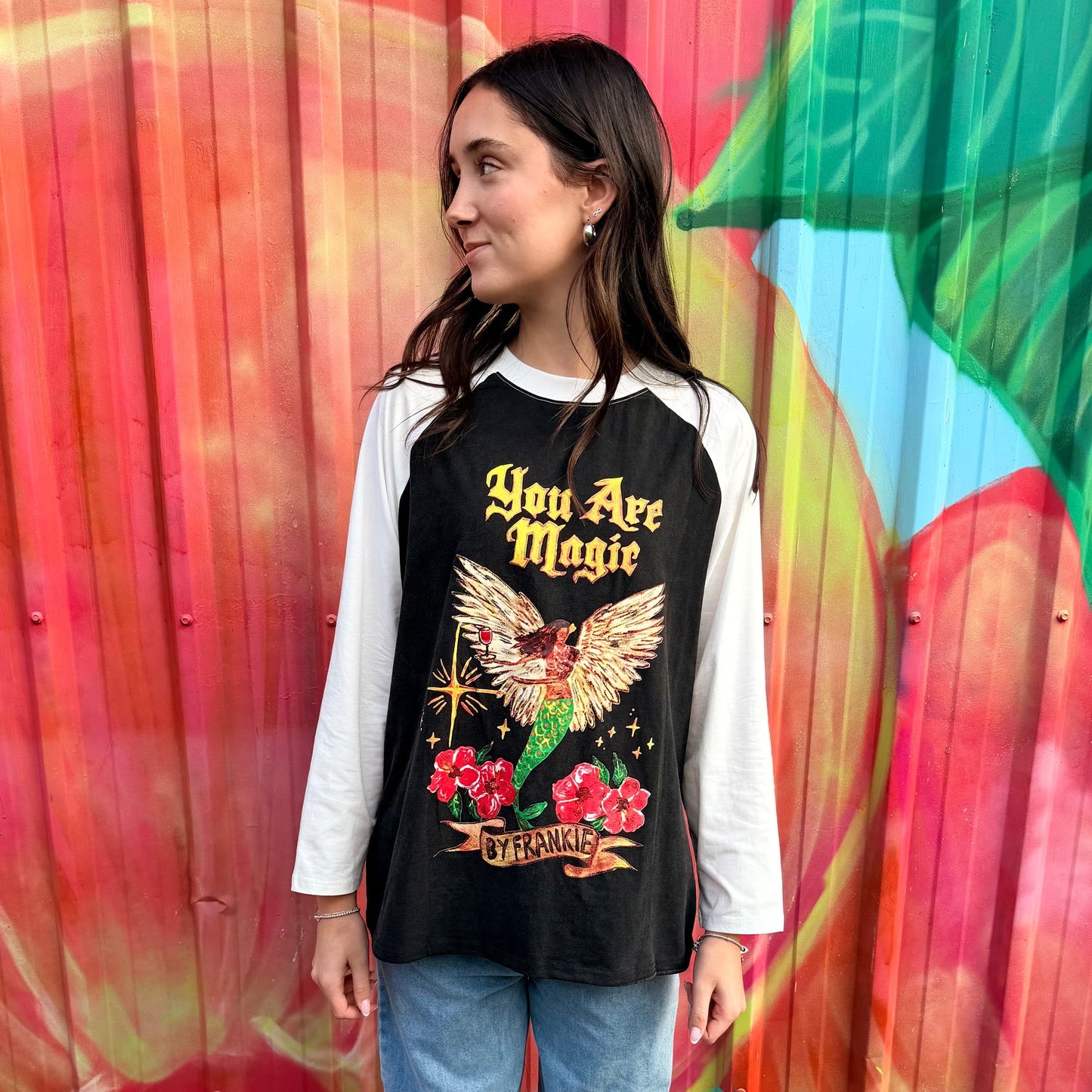 You Are Magic Raglan Tee - Black/White