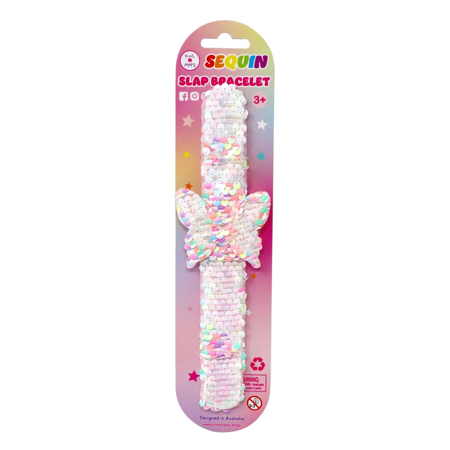 Pink Poppy - Butterfly Sequin Slap Bracelet - (Pack Size: 3)