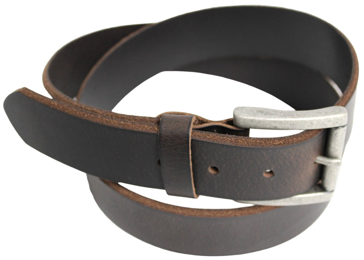 Full Grain Leather Classic Bevelled Edge Belt - Brown.: 32 inch