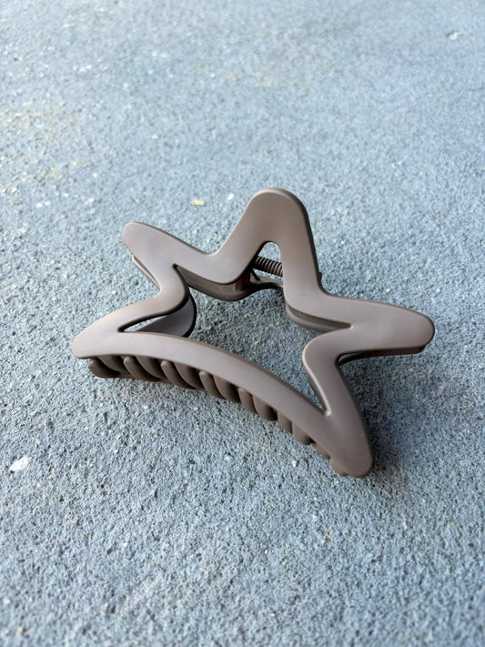 Matte Star Hair Claw Clips (2col): Brown