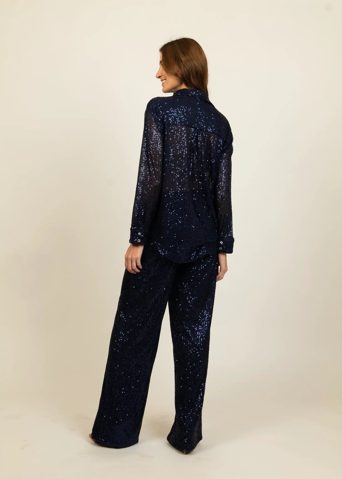 Kat Sequin Shirt - Blue Sequin