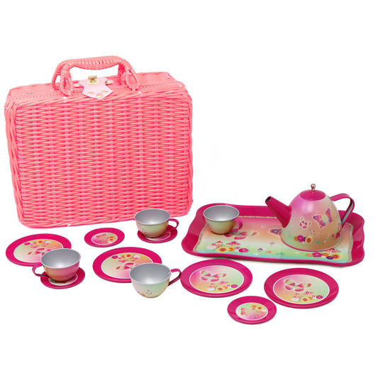 Pink Poppy - Rainbow Butterfly Tea Set in Basket