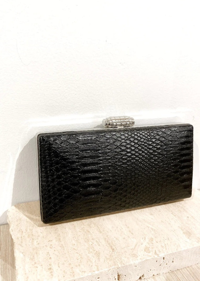 Ciara Croc Effect Clutch - Black