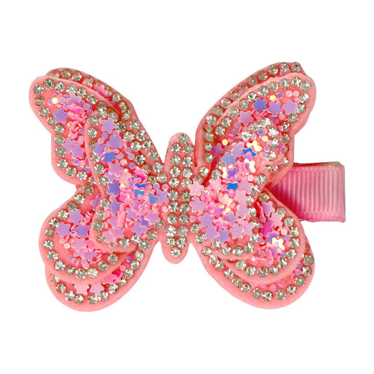 Pink Poppy - Sparkling Butterfly  Hair Clip - (Pack Size: 6)