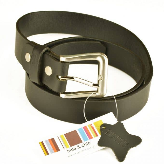 Genuine Full Grain Leather Quality Men’s Belt - Black / 34