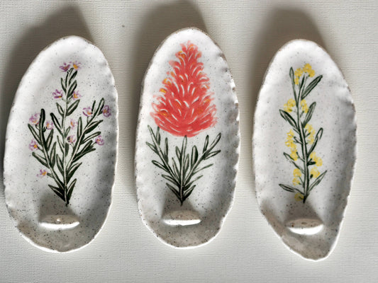 Hand-painted Ceramic Incense Holder Australian Natives: Wistringia