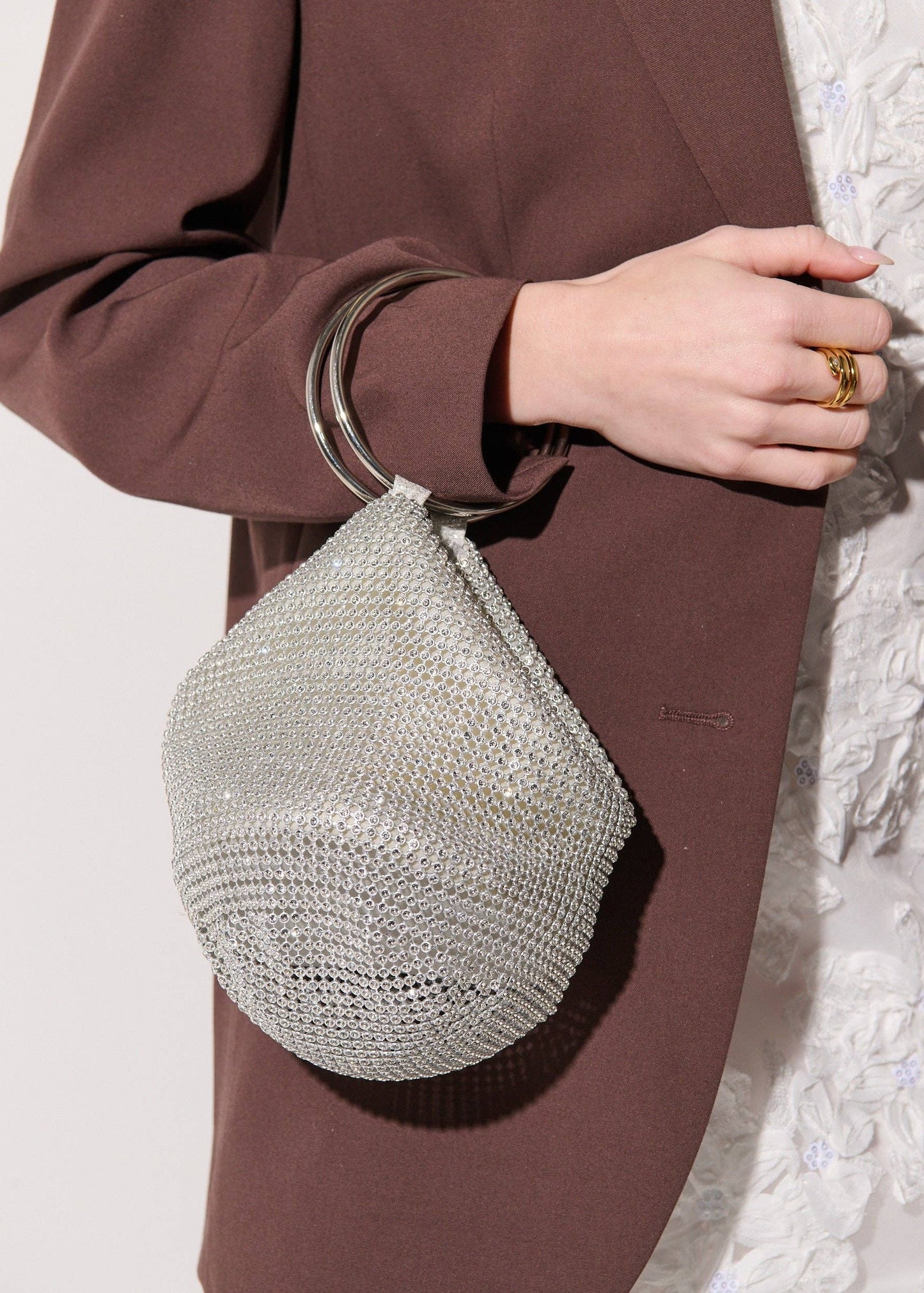 Angels Whisper Accessories - Jada Glomesh Evening Bag in Silver