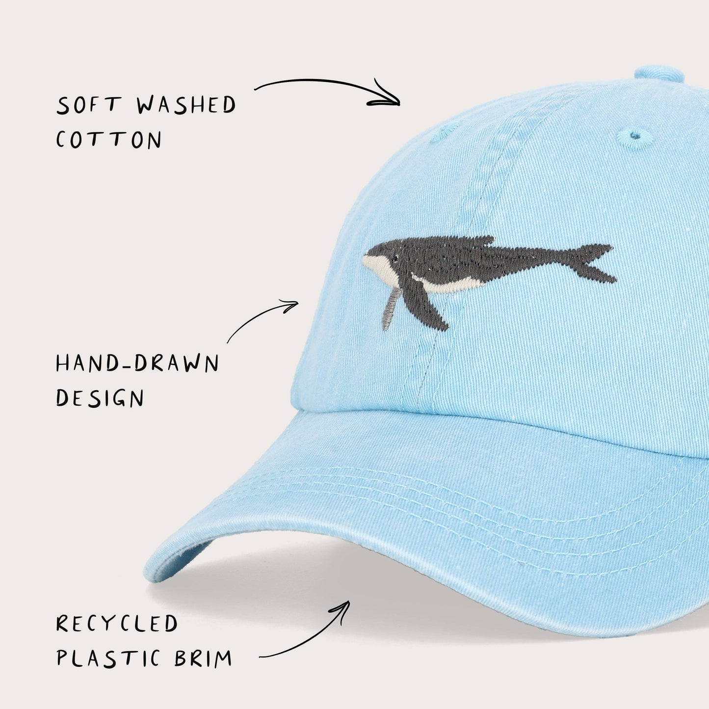 Pallion Point - Humpback Whale Fish Lid | Cotton Dad Cap in Blue