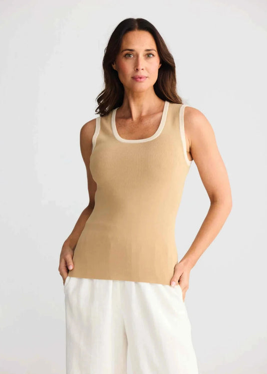Ollie Contrast Tank - Pebble W Sand