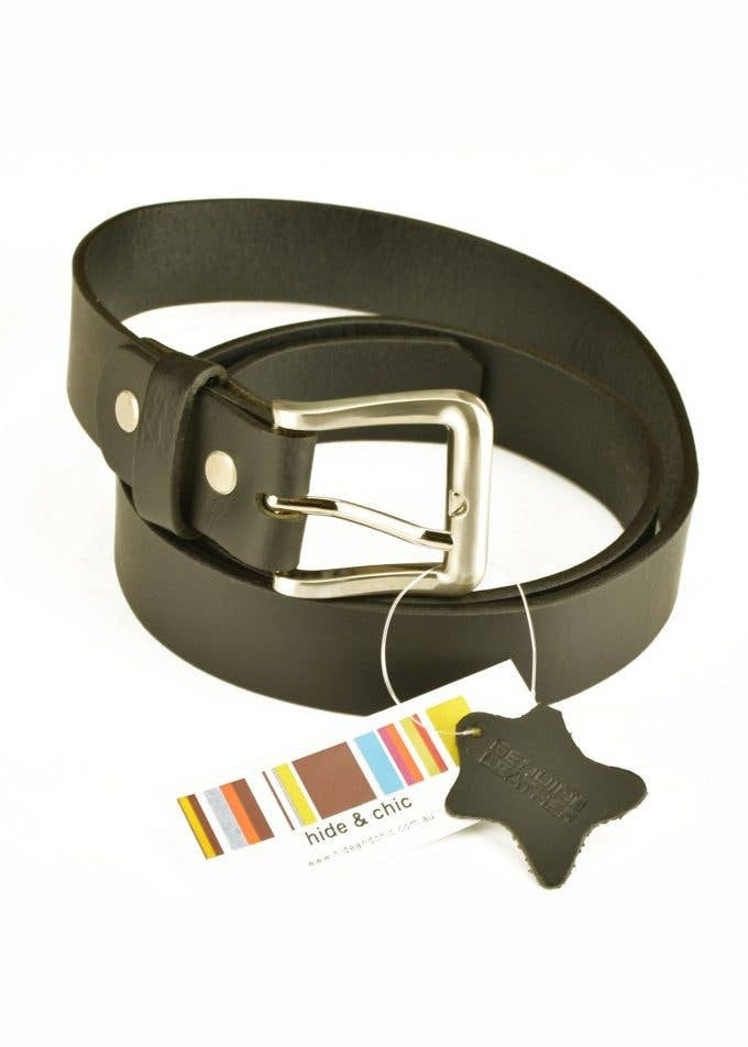 Genuine Full Grain Leather Quality Men’s Belt - Black / 34