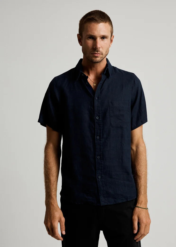 Linen SS Shirt - Navy
