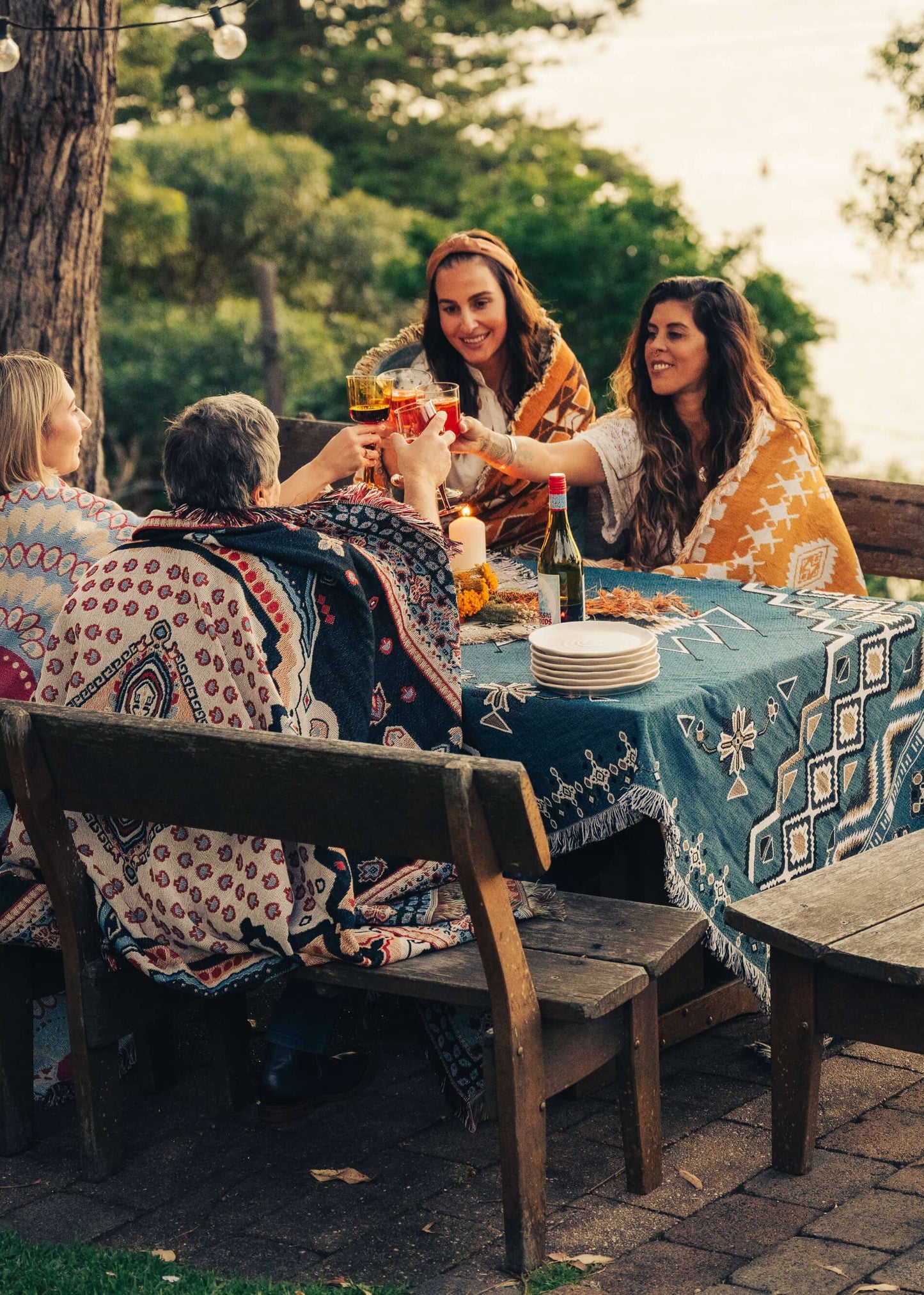 HENDEER - 'Let It Be' Woven Picnic Rug/Throw: Regular 130x160cm