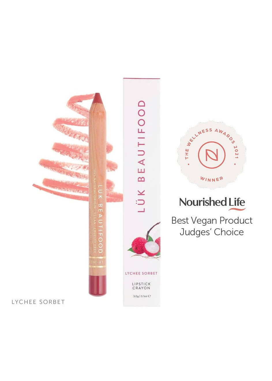 Luk Beautifood - Eco-luxe Lipstick Crayon in Lychee Sorbet