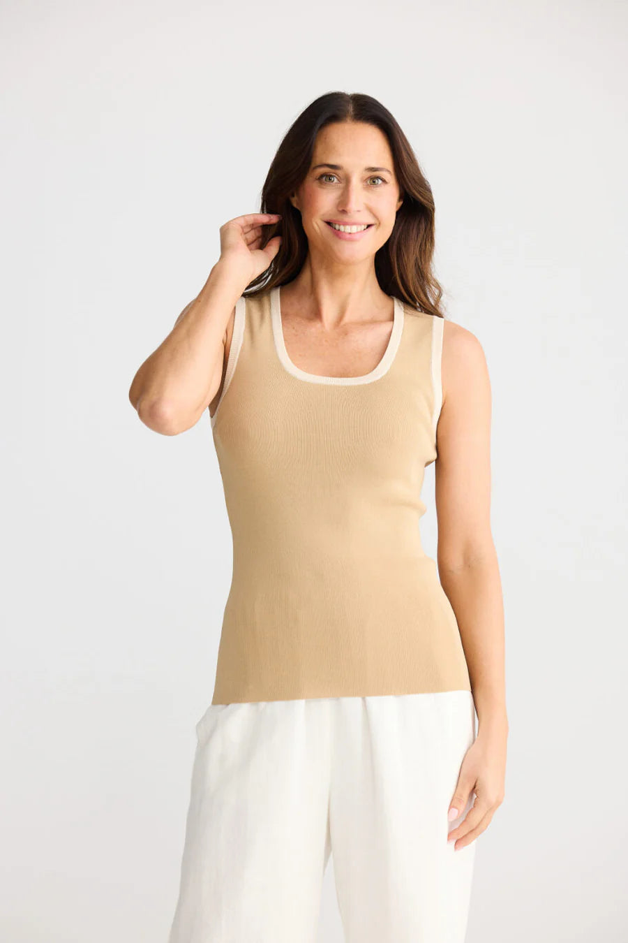 Ollie Contrast Tank - Pebble W Sand