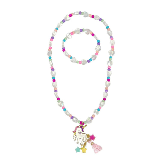 Pink Poppy - Unicorn Necklace & Bracelet Set - (Pack Size: 6)