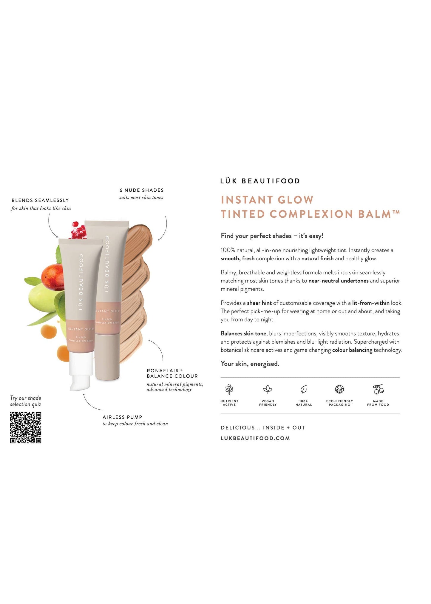Luk Beautifood - NUDE 4 (Medium) - Instant Glow Tinted Complexion Balm 30ml