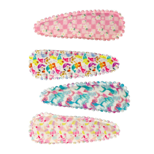 Pink Poppy - Pattern Fabric 4-pack Hair Clips
