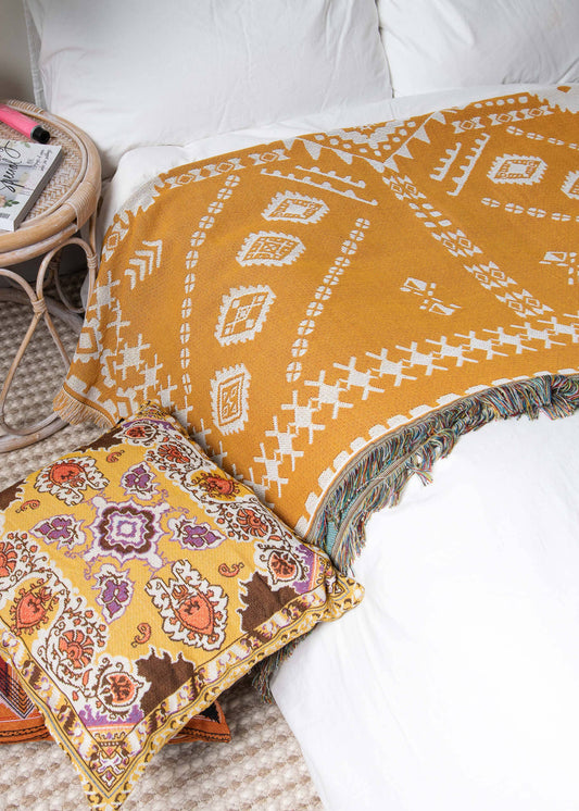 HENDEER - 'Good Day Sunshine' Woven Picnic Rug/Throw: Regular 130x160cm