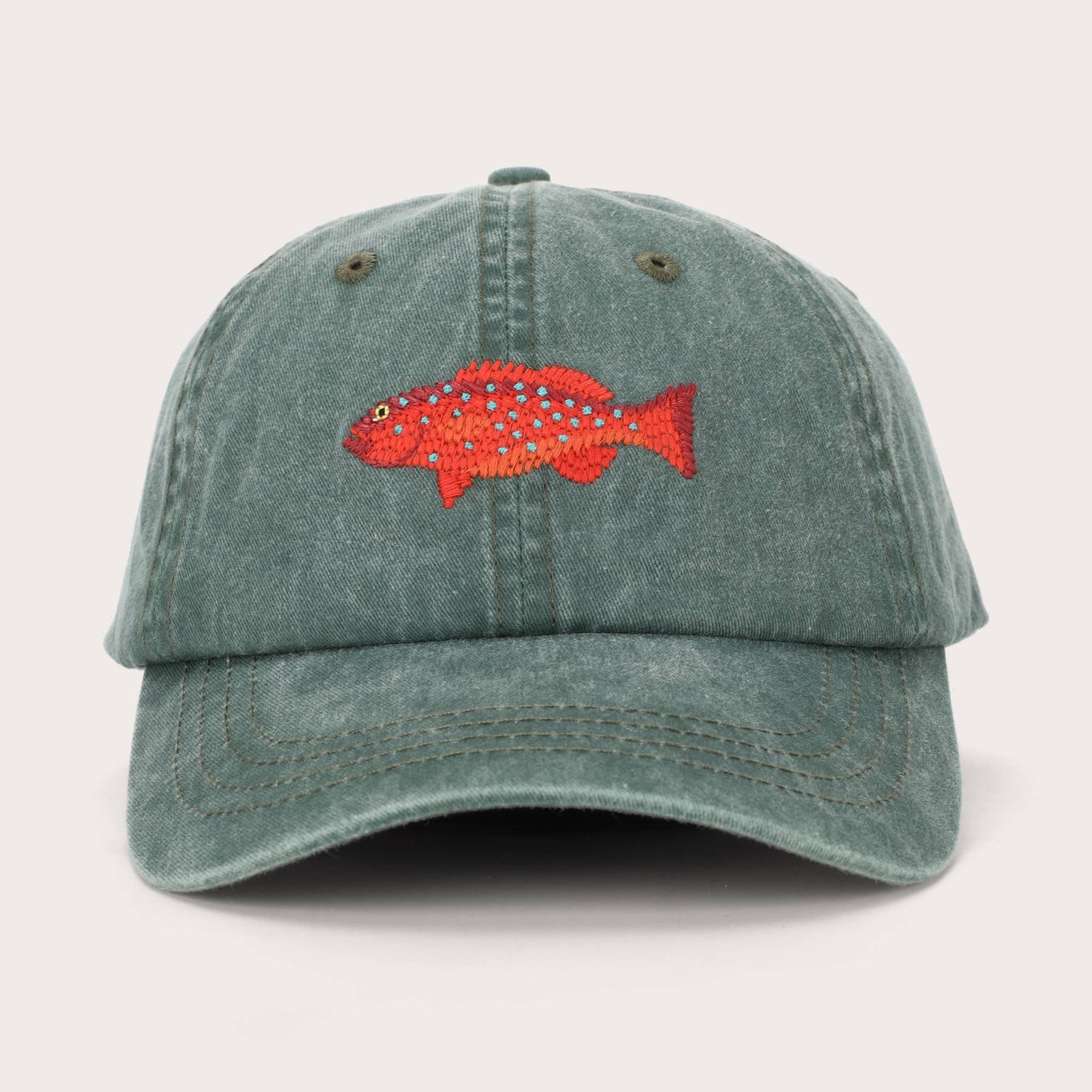 Pallion Point - Coral Trout Fish Lid | Cotton Dad Cap in Green