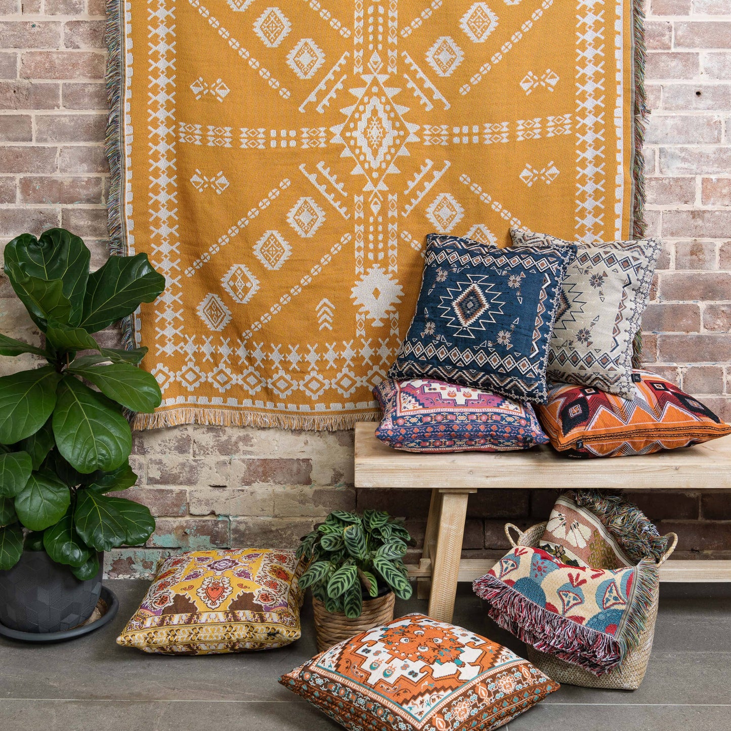HENDEER - 'Good Day Sunshine' Woven Picnic Rug/Throw: Large 170x200cm