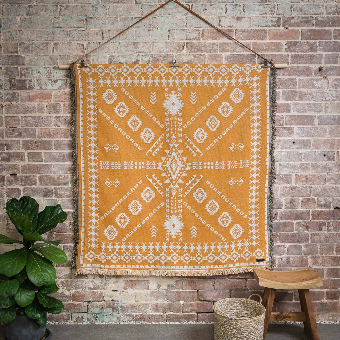 HENDEER - 'Good Day Sunshine' Woven Picnic Rug/Throw: Large 170x200cm