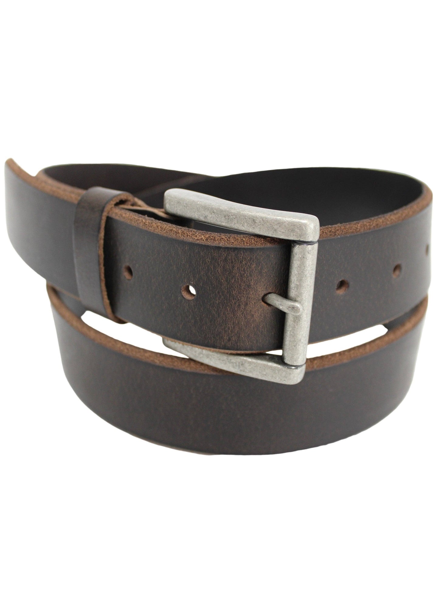 Full Grain Leather Classic Bevelled Edge Belt - Brown.: 32 inch