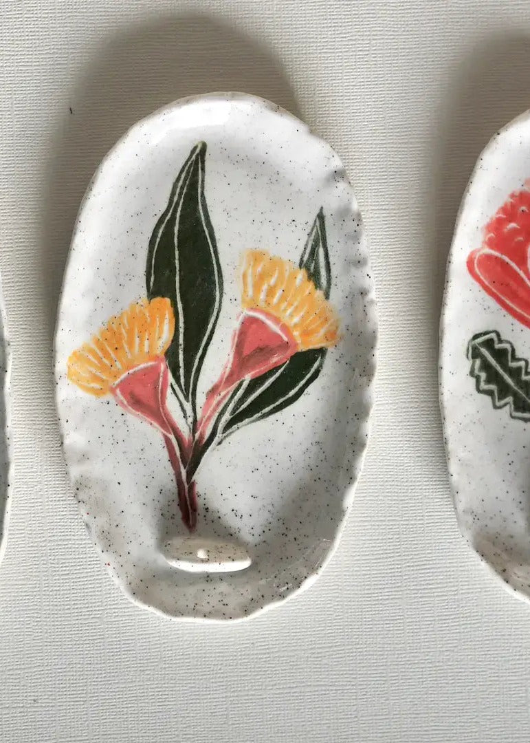 Hand-painted Ceramic Incense Holder Australian Natives: Wistringia