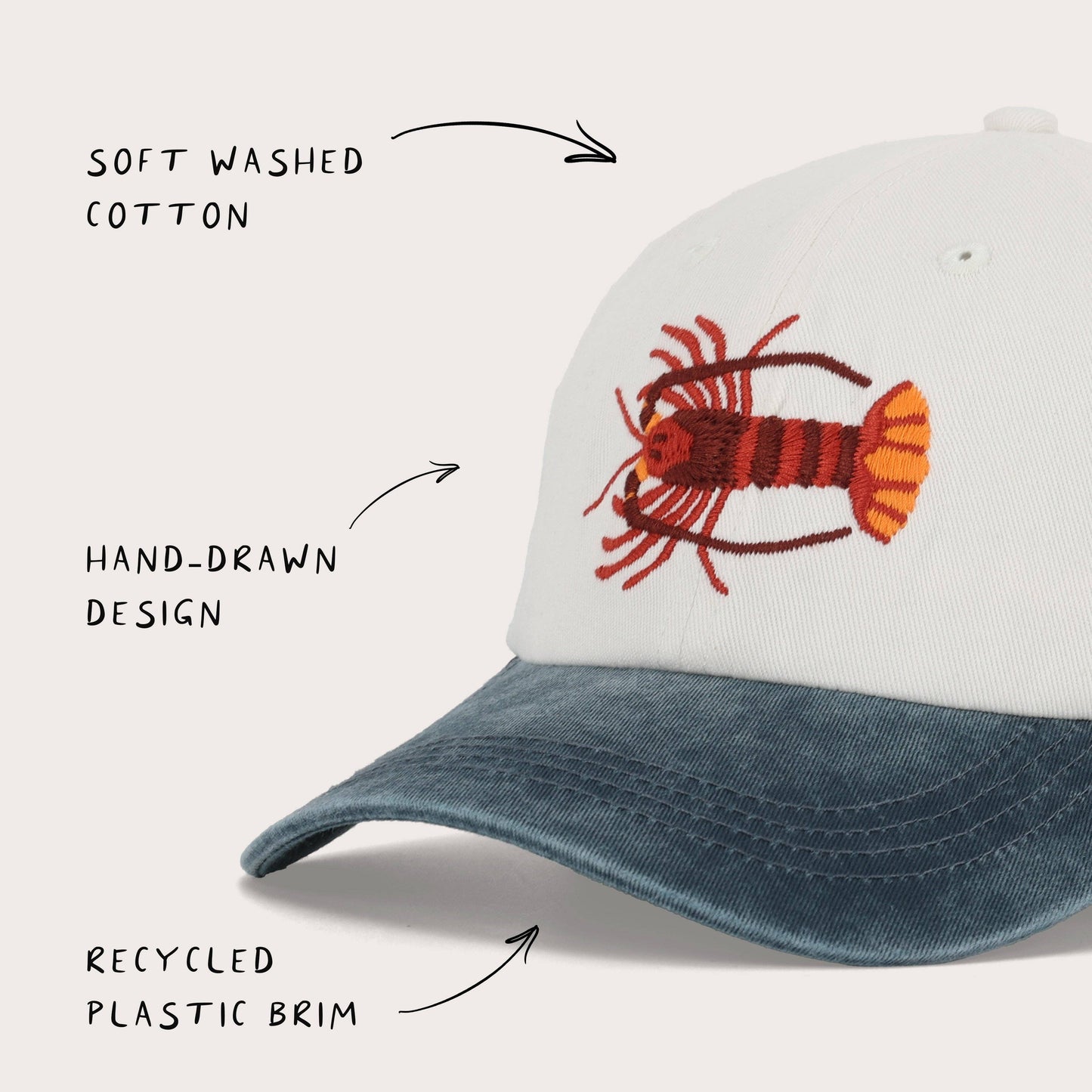 Pallion Point - Southern Rock Lobster Lid | White & Blue Cotton Dad Cap