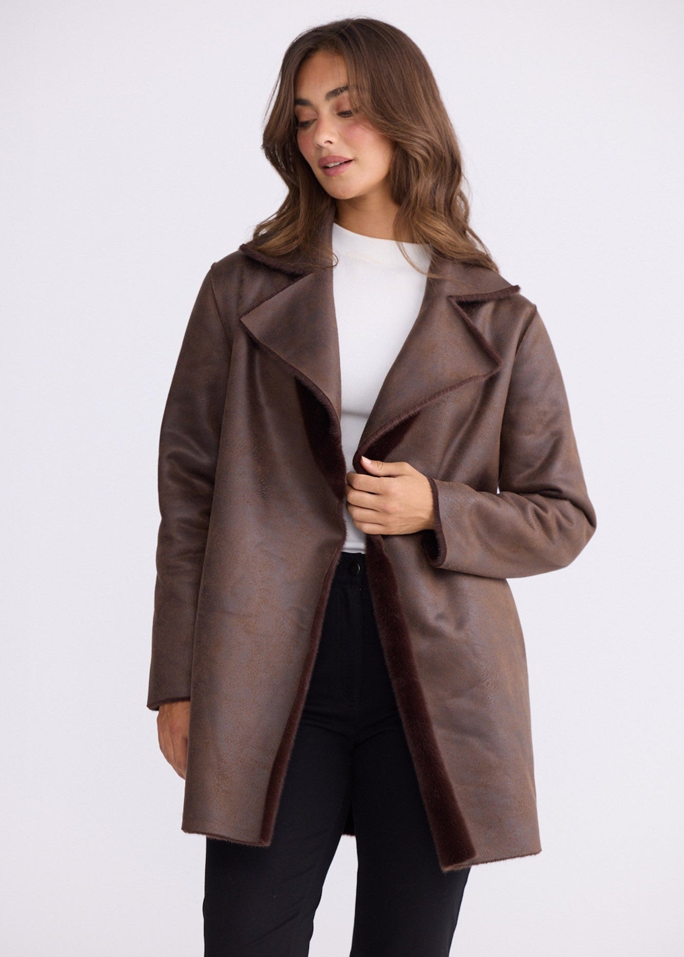 Odette Fur Coat - Chocolate - photo 2