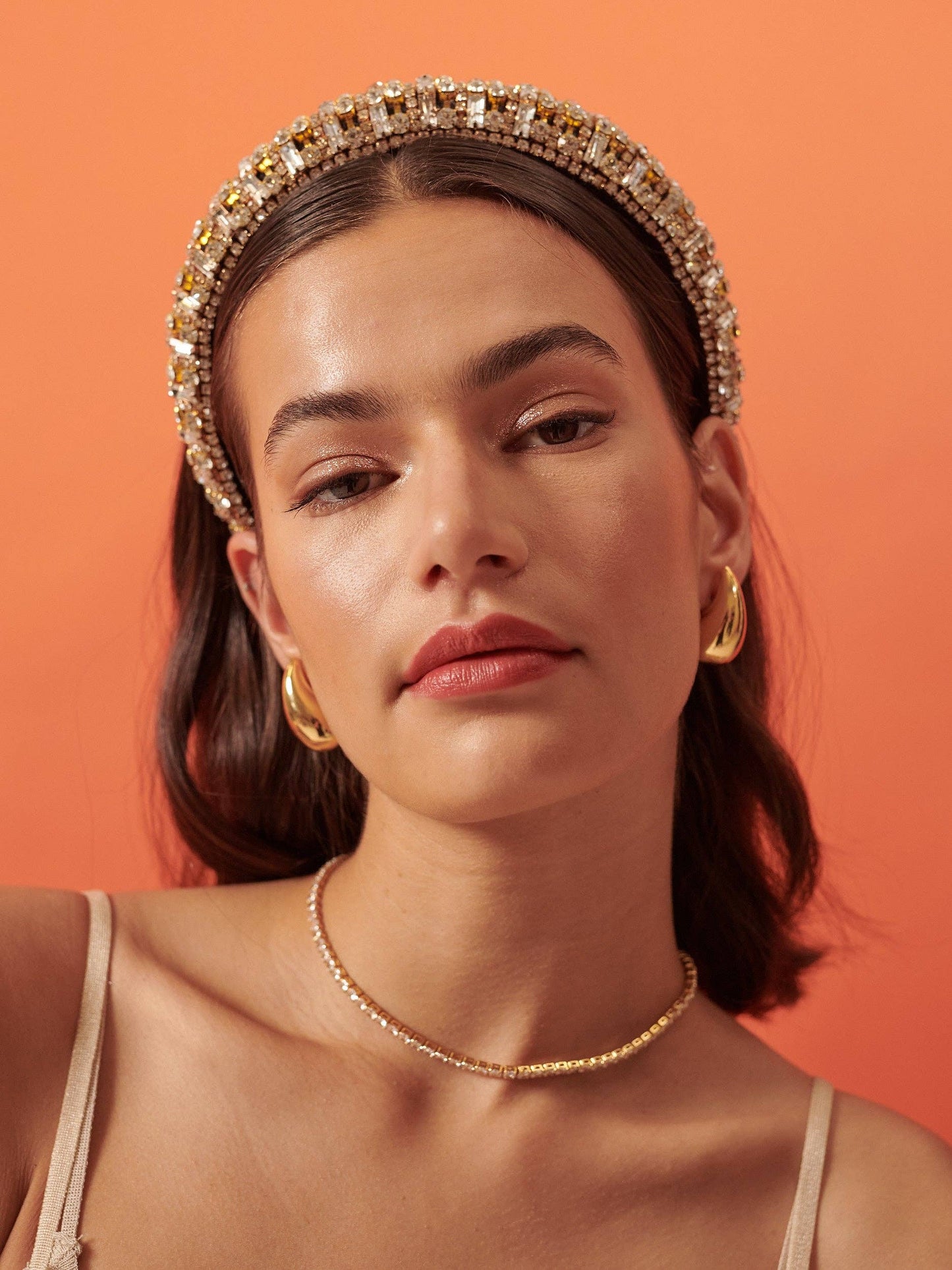 Audie Diamanté Embellished Headband - Gold